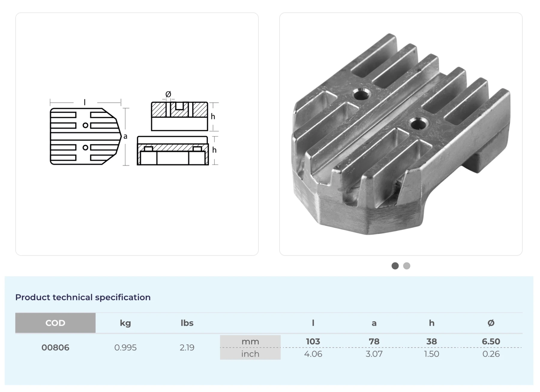 Anod till Mercruiser Alpha One drev i zink