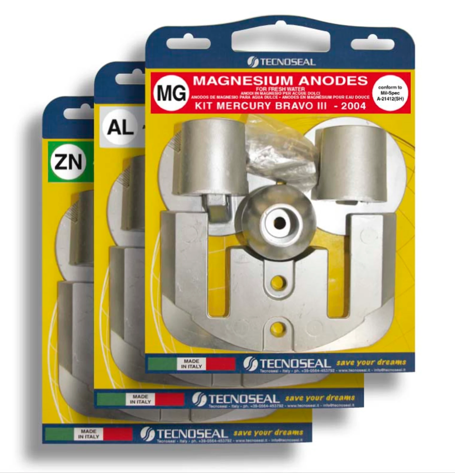 Anodsats för Bravo 3 2003-. Magnesium