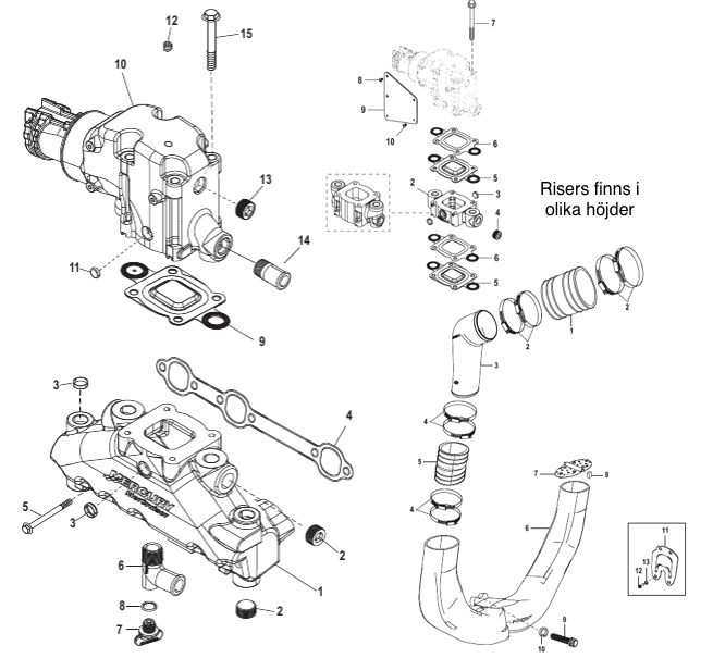 Avgassystem Mercruiser V6 4.3L 2005 ->