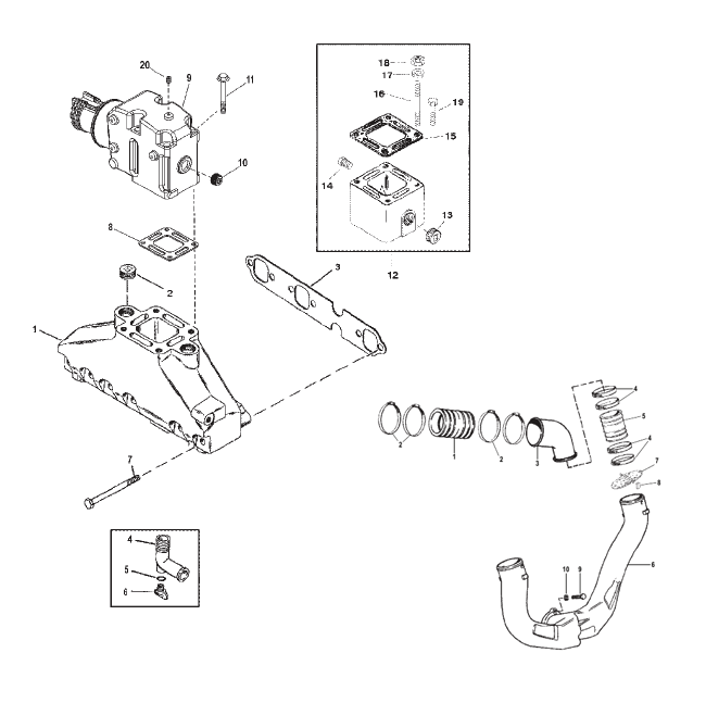 Avgassytem Mercruiser V6 4.3L Old style