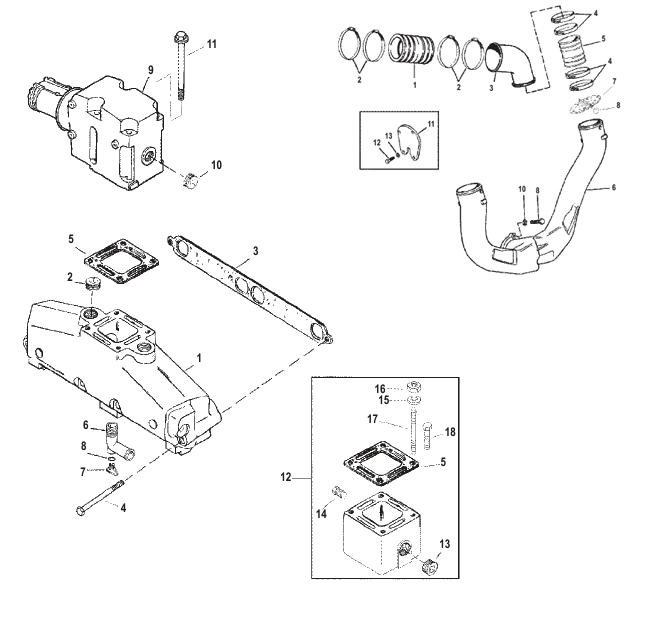 Avgassystem Mercruiser V8 5.0/5.7L 305/350 Old Style