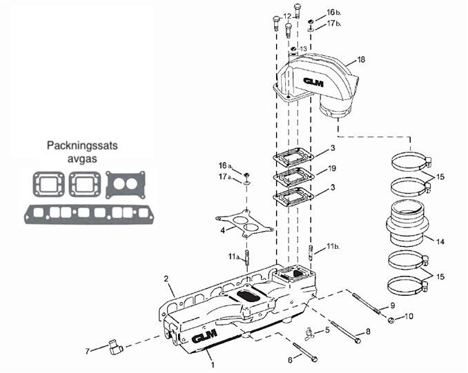 Avgassystem OMC 3.0L 1991 ->