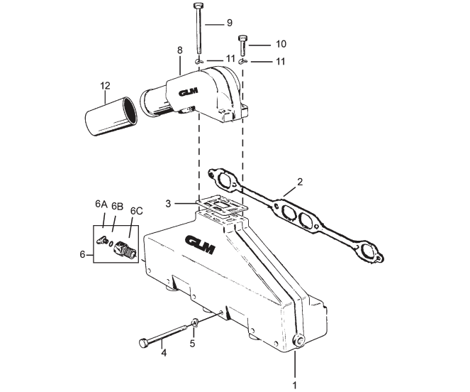 Avgassystem Volvo Penta V8 5.0/5.7L ->1993