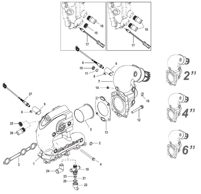 Avgassystem Mercruiser V6 4.5L MPI