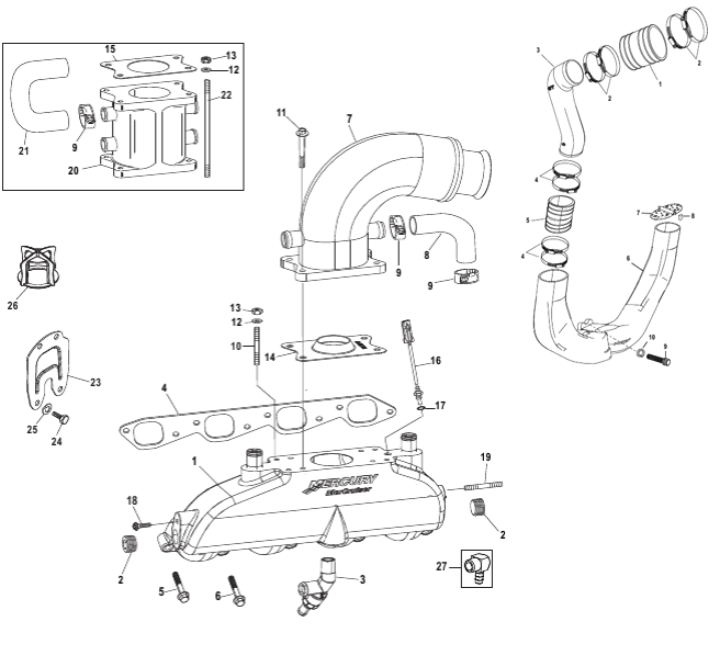 Avgassystem Mercruiser V8 496 8.1L
