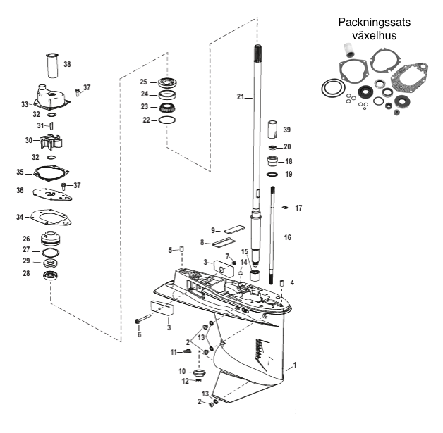 Mercury 40/50/60 EFI 4-cyl Växelhus 1.83:1 Utväxling
